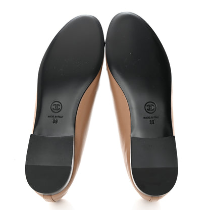 Chanel Lambskin Cap Toe Ballerina Flats 39 Beige Black 5 of 9