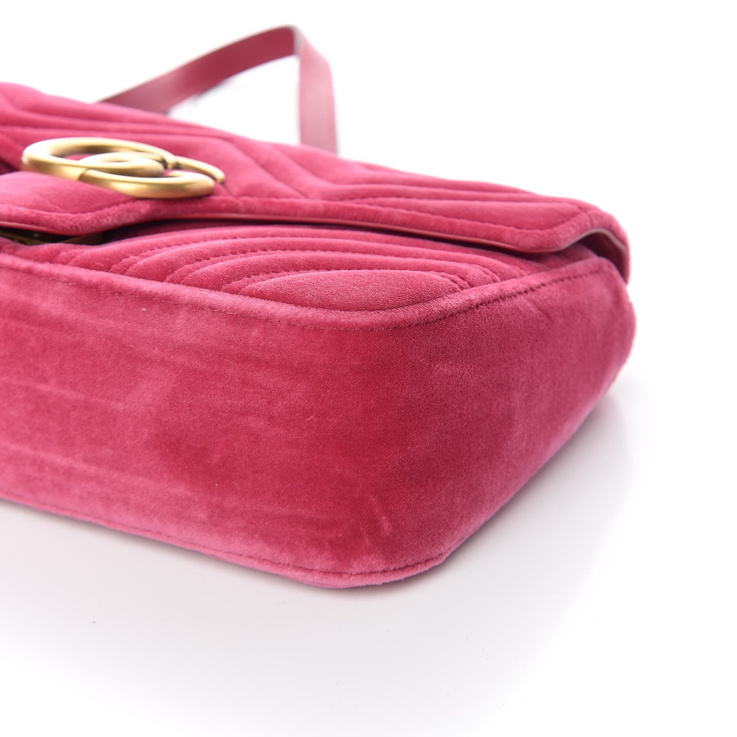 Gucci Velvet Matelasse Small GG Marmont Shoulder Bag Light Raspberry Rose 9 of 10