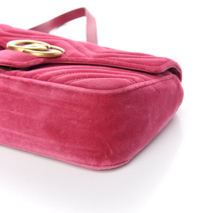 Gucci Velvet Matelasse Small GG Marmont Shoulder Bag Light Raspberry Rose 9 of 10