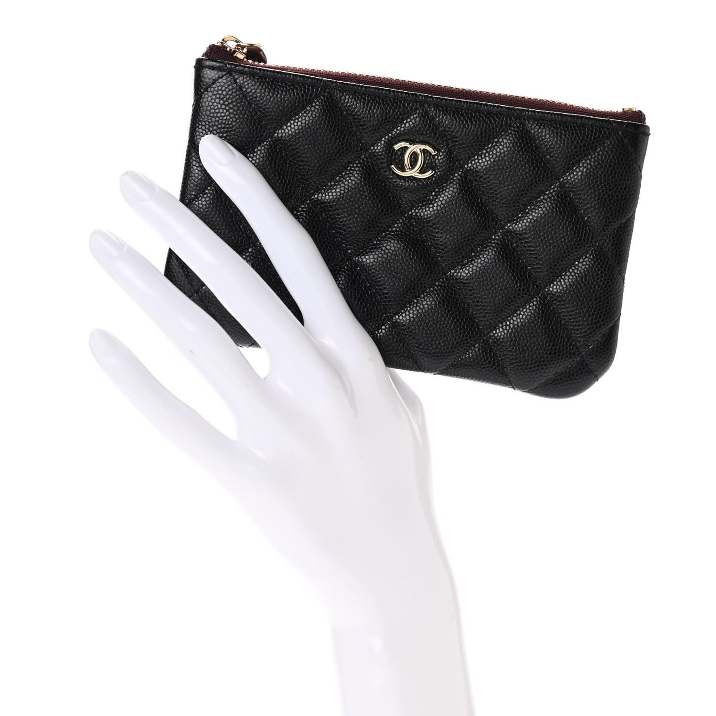 Caviar Quilted Small Cosmetic Case Black