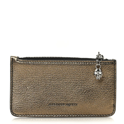 Alexander McQueen Metallic Calfskin Card Holder Wallet Gold 1 of 6
