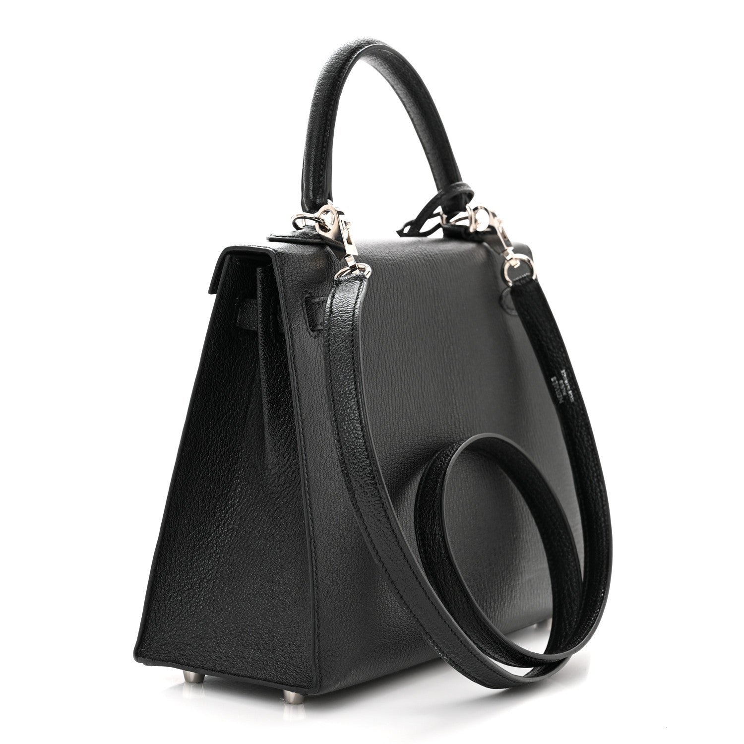 Hermes Chevre Mysore Horseshoe Kelly Sellier 25 Black Gris Perle 3 of 10