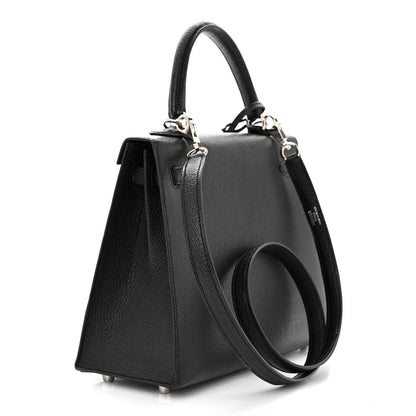 Hermes Chevre Mysore Horseshoe Kelly Sellier 25 Black Gris Perle 3 of 10