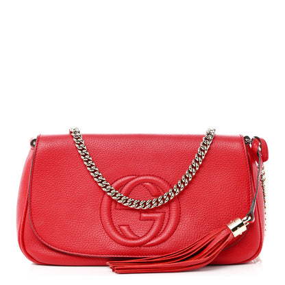 Gucci Pebbled Calfskin Medium Soho Flap Crossbody Tabasco Red 1 of 10
