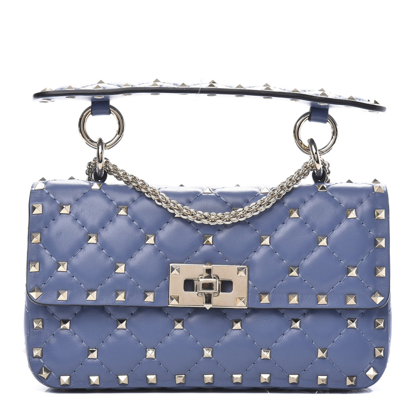 Lambskin Small Rockstud Spike Shoulder Bag Blue