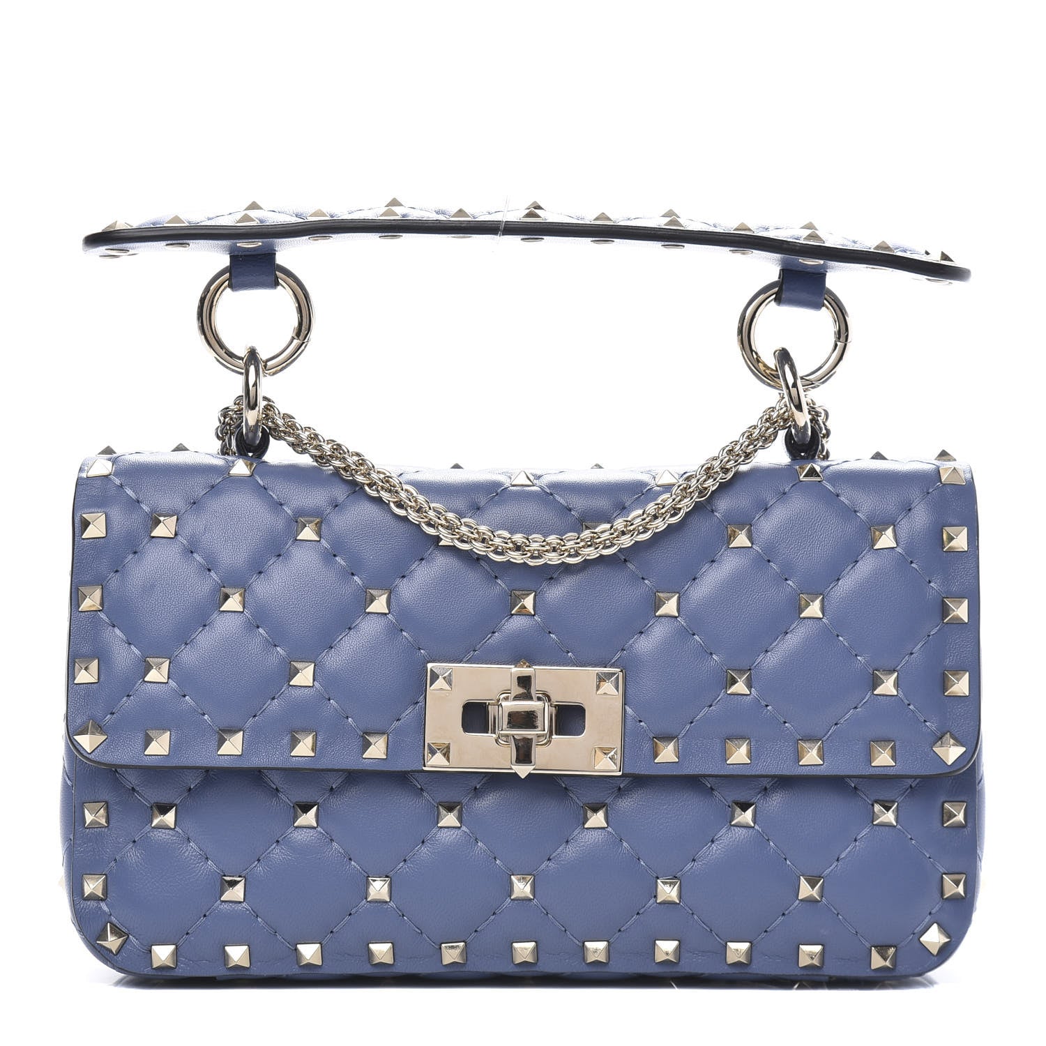 Valentino Garavani Lambskin Small Rockstud Spike Shoulder Bag Blue 1 of 9