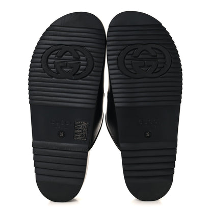 Gucci Jakarta Calfskin Womens Horsebit Slippers 39 Black 6 of 10