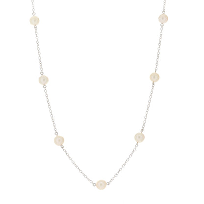 Mikimoto 18K White Gold Akoya Pearl 5.5-6mm Station Necklace 1 of 6