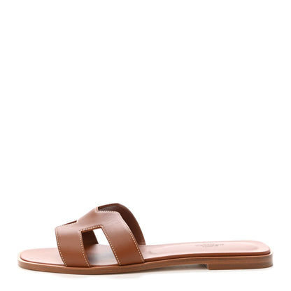 Hermes Box Calfskin Oran Sandals 40 Gold 1 of 4