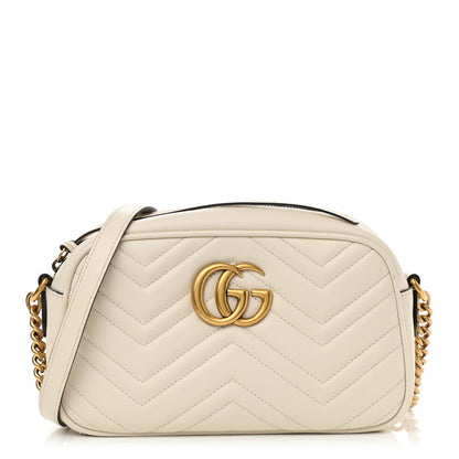 Gucci Calfskin Matelasse Small GG Marmont Chain Shoulder Bag White 1 of 11