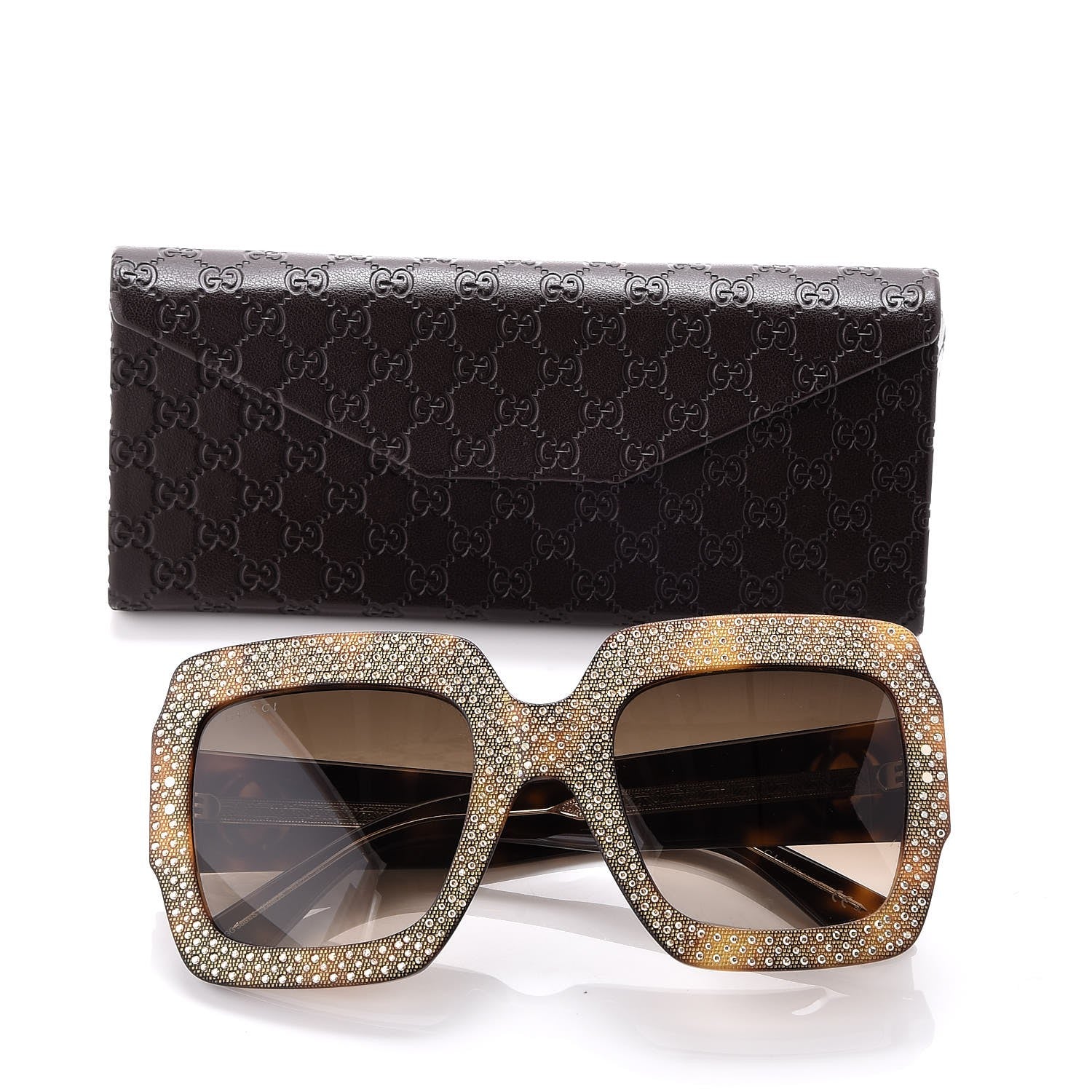 Gucci Crystal Square Frame Sunglasses GG3861/S Tortoise 8 of 8