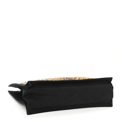 Saint Laurent Canvas Calfskin Leopard Print Rive Gauche Noe Tote Natural Black 4 of 9