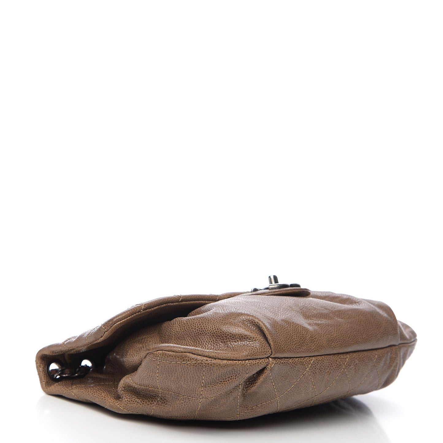 Caviar Quilted Medium Elastic Flap Brown