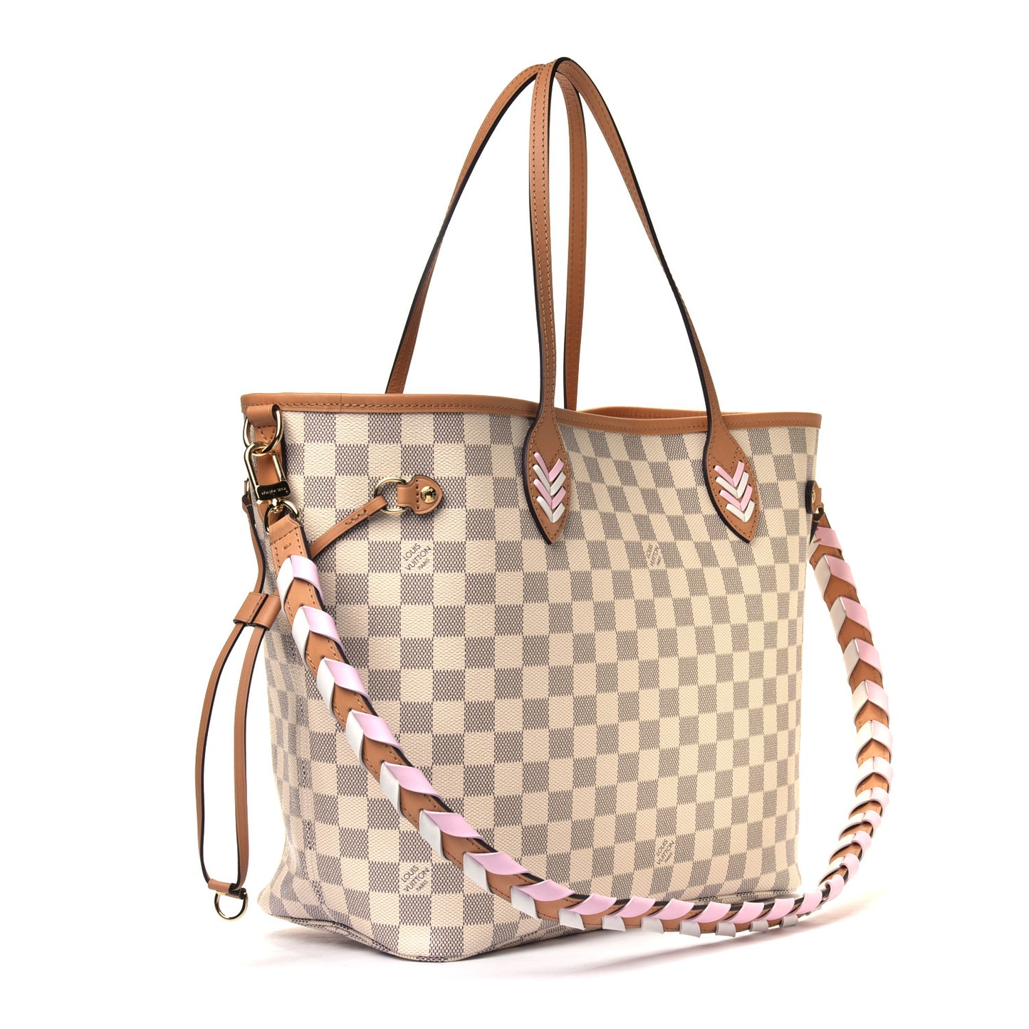 Damier Azur Braided Neverfull MM Pink