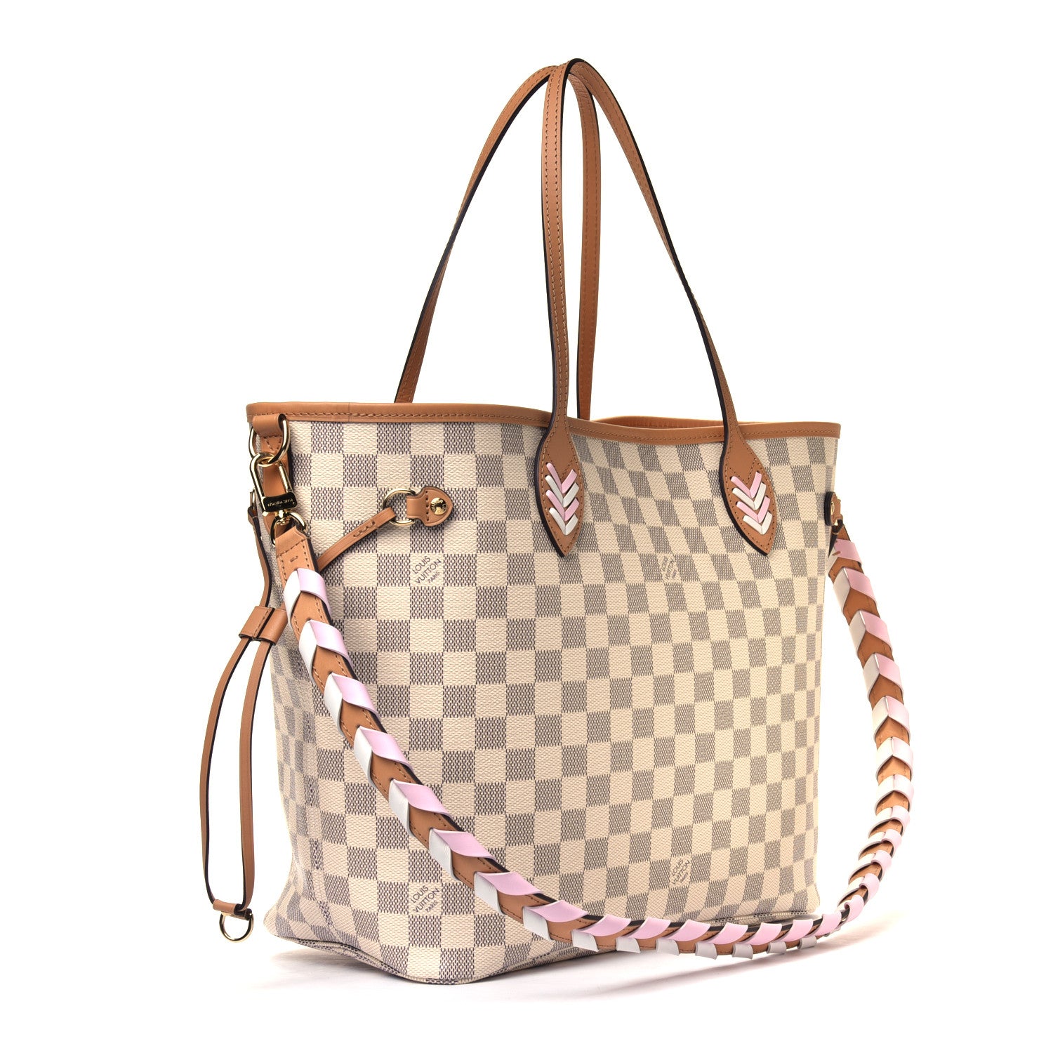 Louis Vuitton Damier Azur Braided Neverfull MM Pink 2 of 5