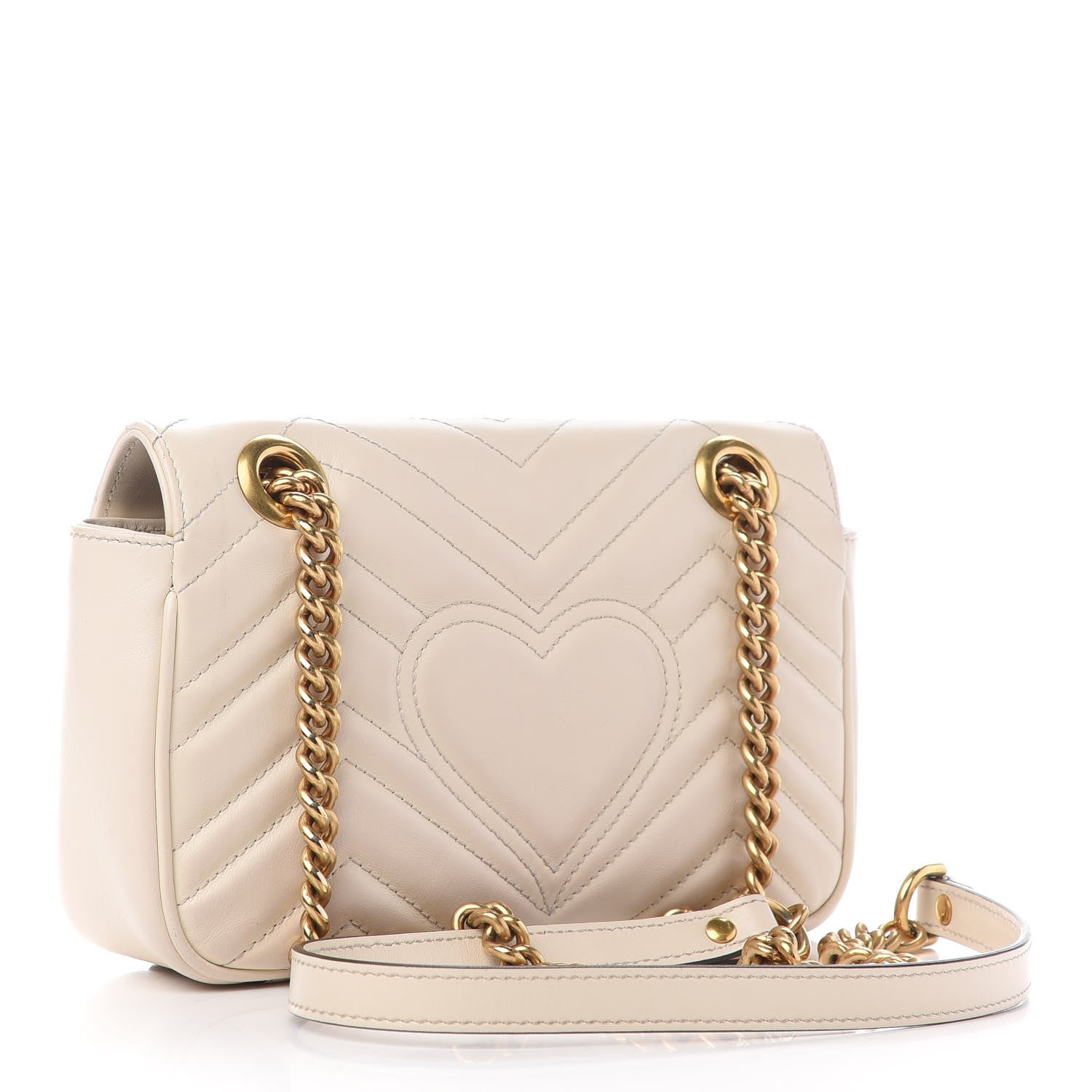 Gucci Calfskin Matelasse Mini GG Marmont Shoulder Bag White 3 of 10