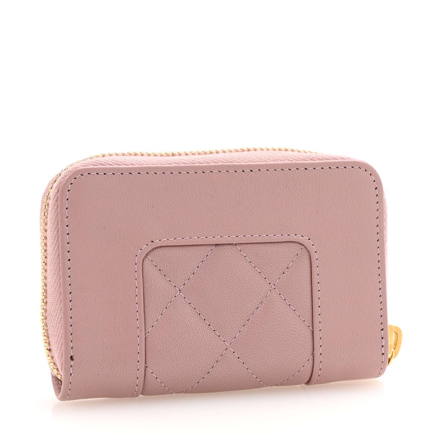 Chanel Sheepskin Quilted Mademoiselle Vintage Zip Coin Purse Light Pink 3 of 8