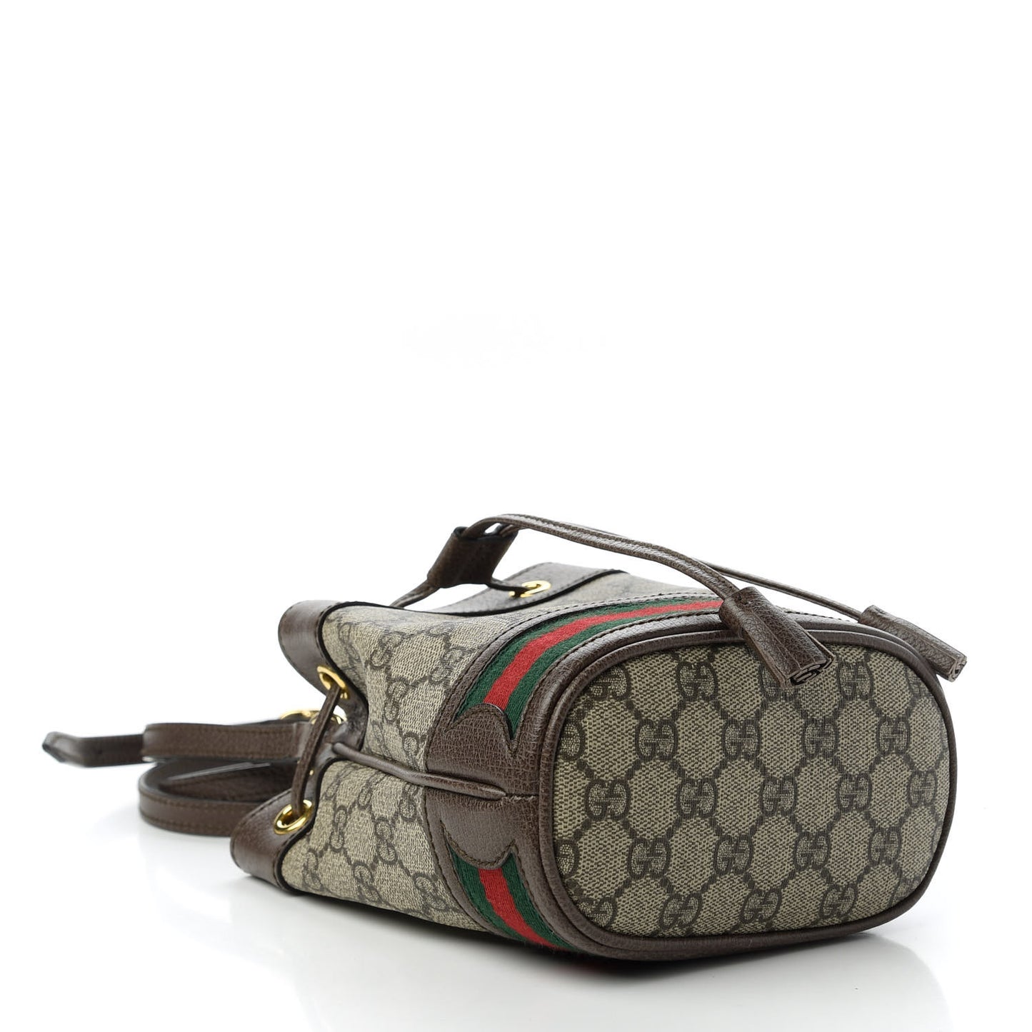 GG Supreme Monogram Web Mini Ophidia Bucket Bag Brown