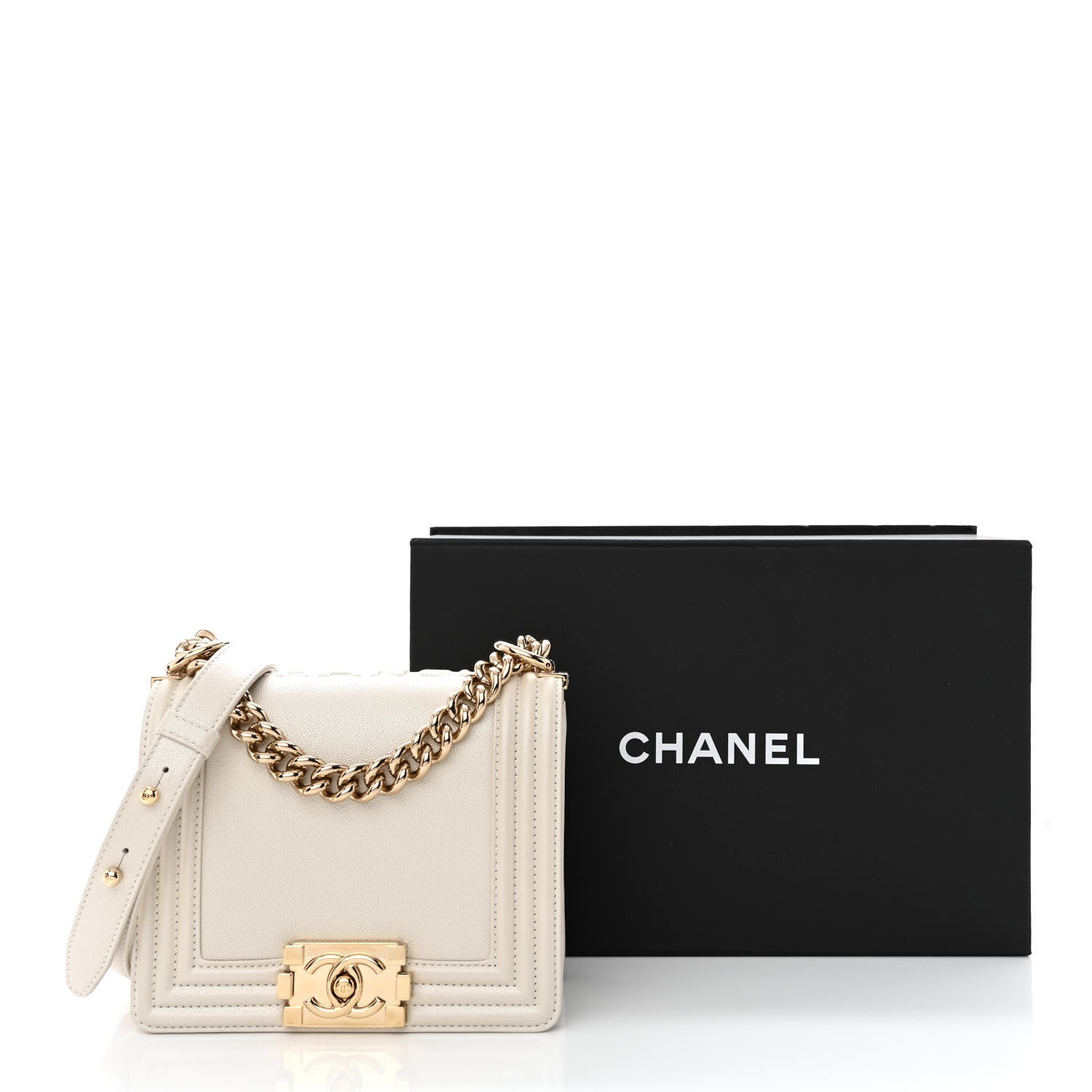 Chanel Iridescent Caviar Mini Boy Flap White 11 of 11