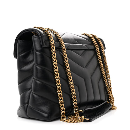 Saint Laurent Calfskin Y Quilted Monogram Small Loulou Chain Satchel Black 3 of 12