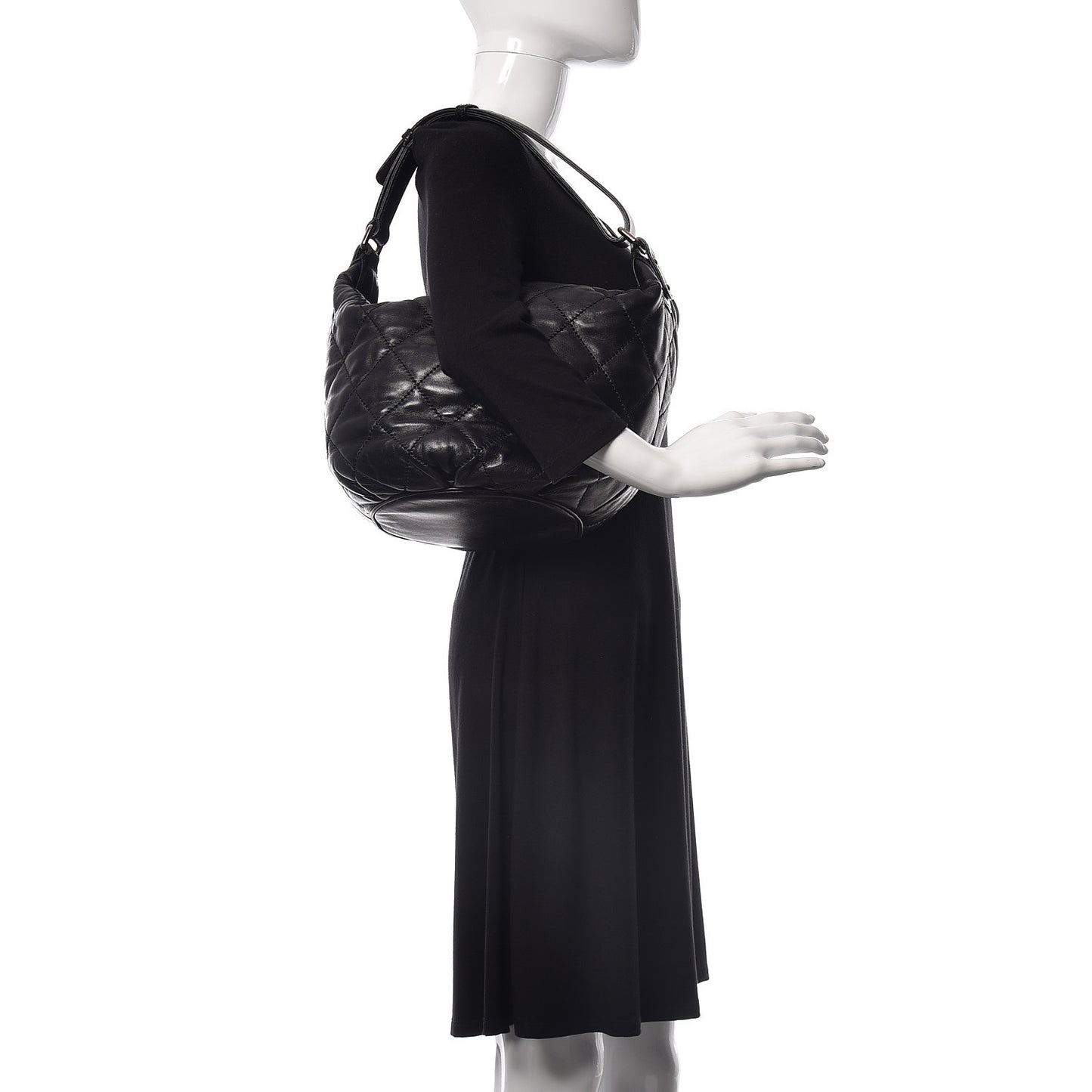 Lambskin Quilted Cloudy Bundle Hobo Black