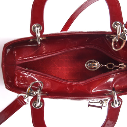 Christian Dior Patent Cannage Medium Lady Dior Red 7 of 13