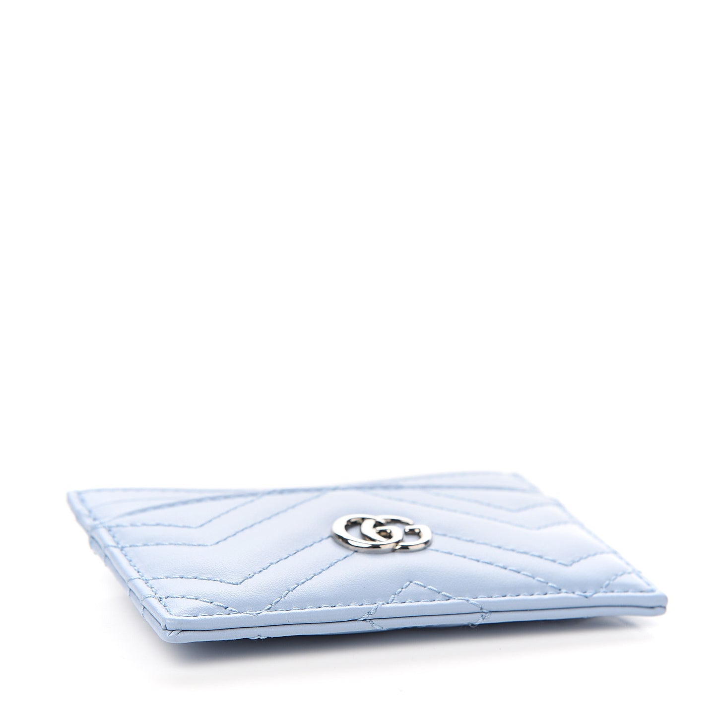 Calfskin Matelasse GG Marmont Card Holder Porcelain Light Blue