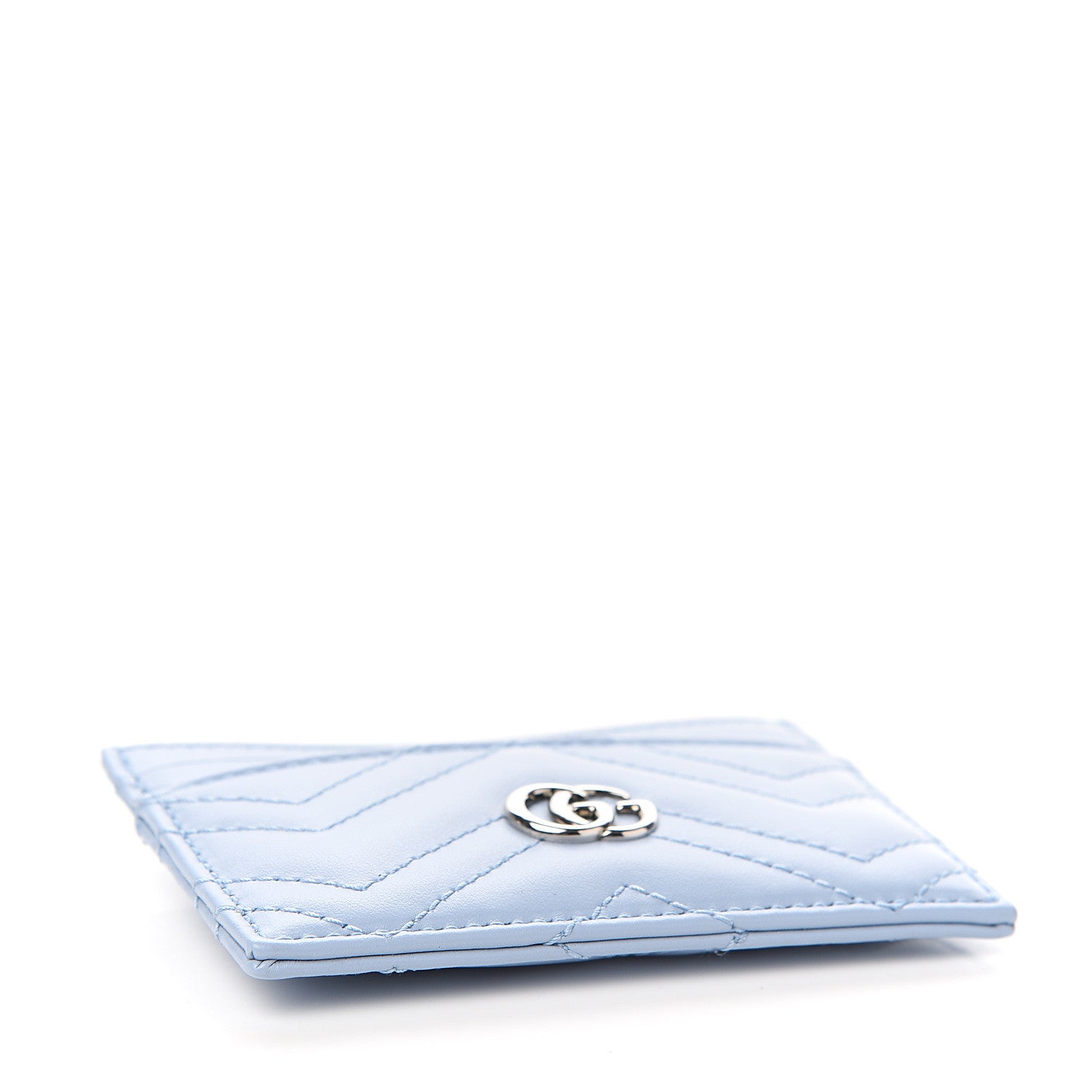 Gucci Calfskin Matelasse GG Marmont Card Holder Porcelain Light Blue 3 of 6