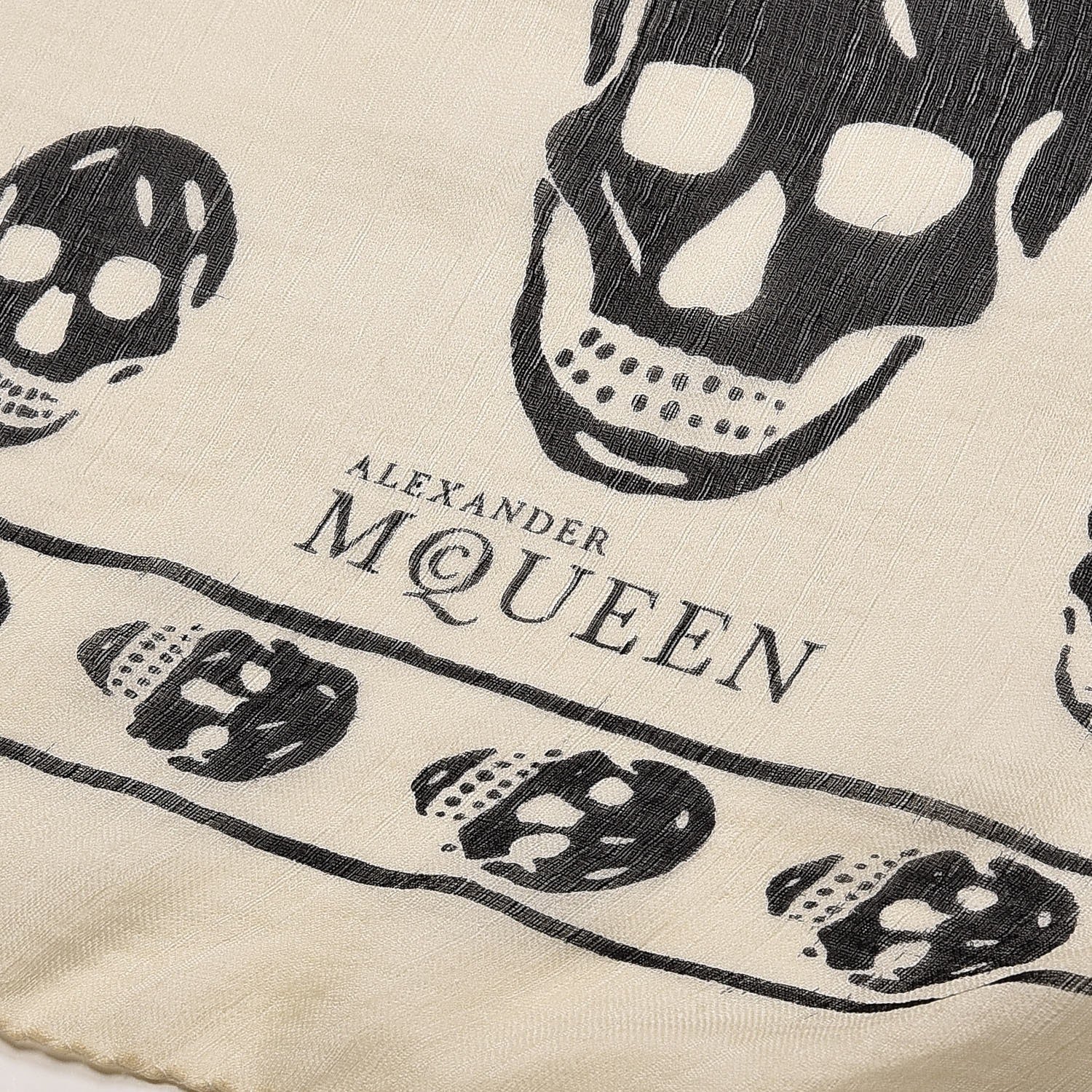 Alexander McQueen Silk Chiffon Skull Scarf Ivory Black 4 of 12