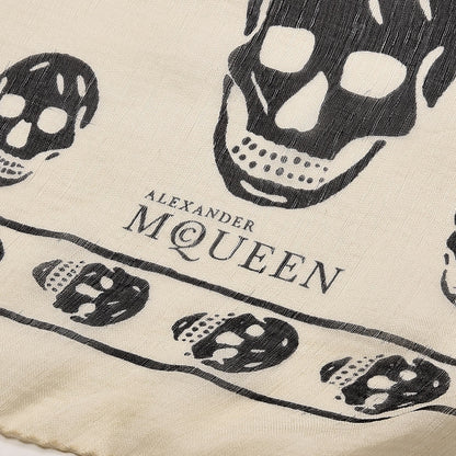 Alexander McQueen Silk Chiffon Skull Scarf Ivory Black 4 of 12