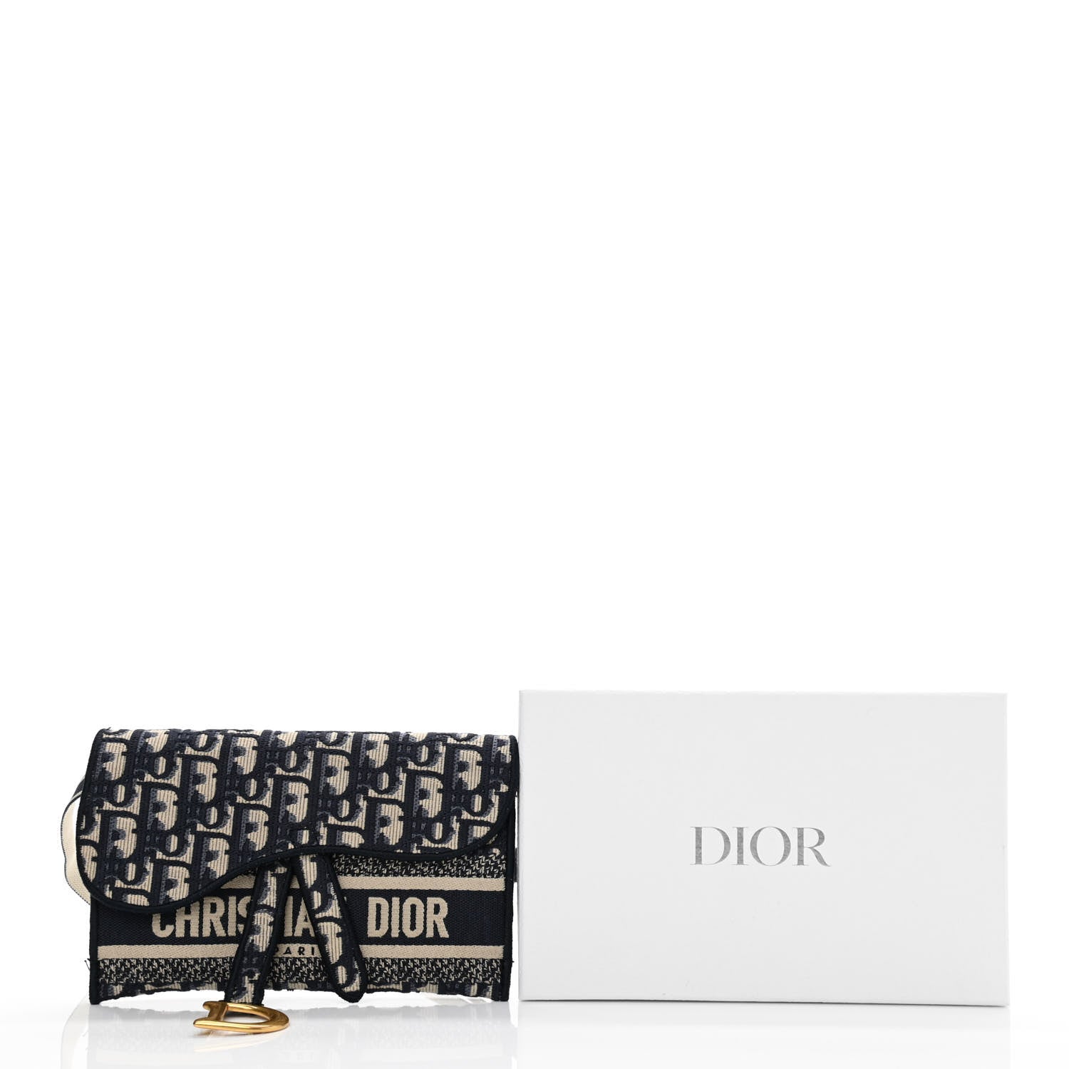 Christian Dior Oblique Slim Saddle Pouch Blue 12 of 12