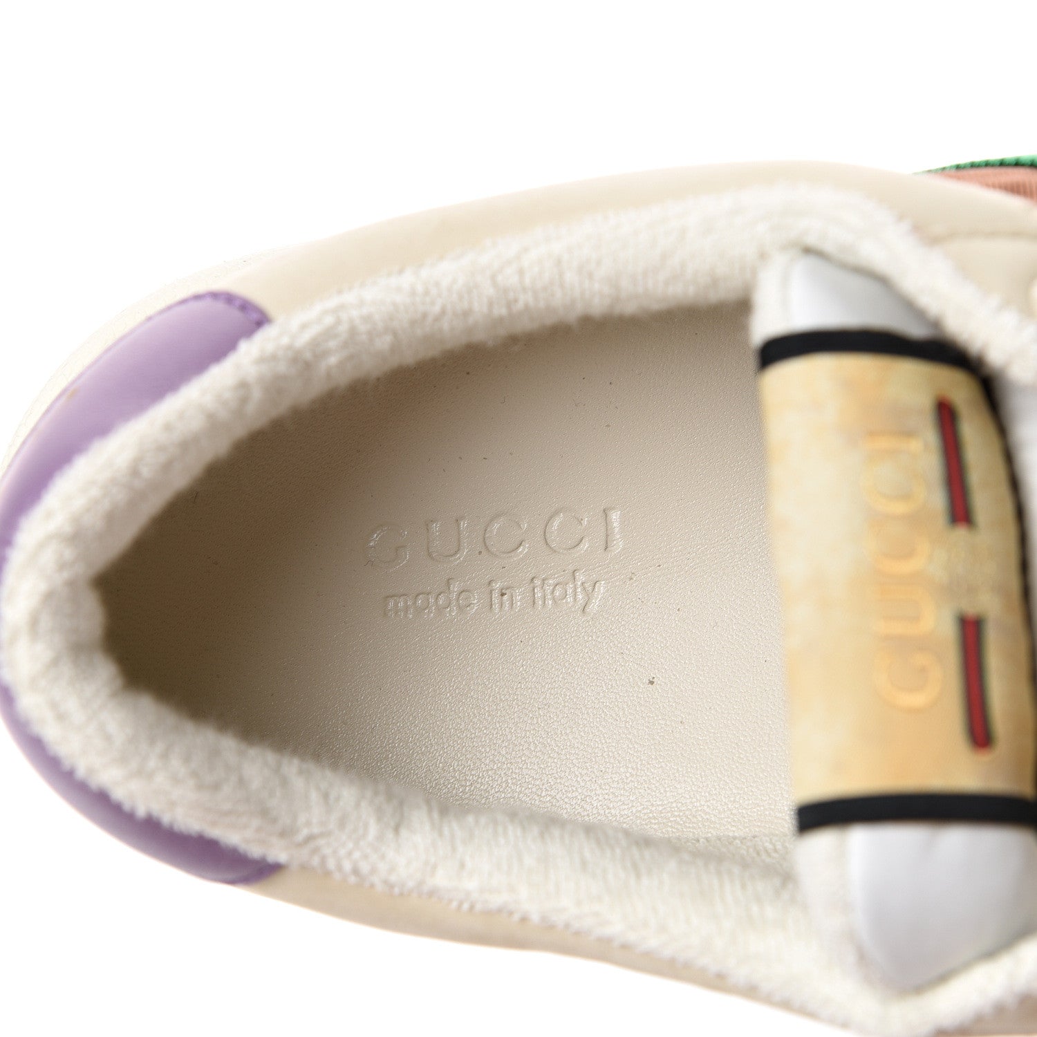 Gucci Moire Fabric Nubuck Web Womens Screener Sneakers 39 Cinnamon Dusty Milk New Lavender 7 of 8