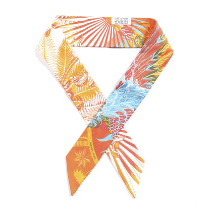 Hermes Silk Mythiques Phoenix Coloriages Twilly Blanc Orange Bleu 1 of 5