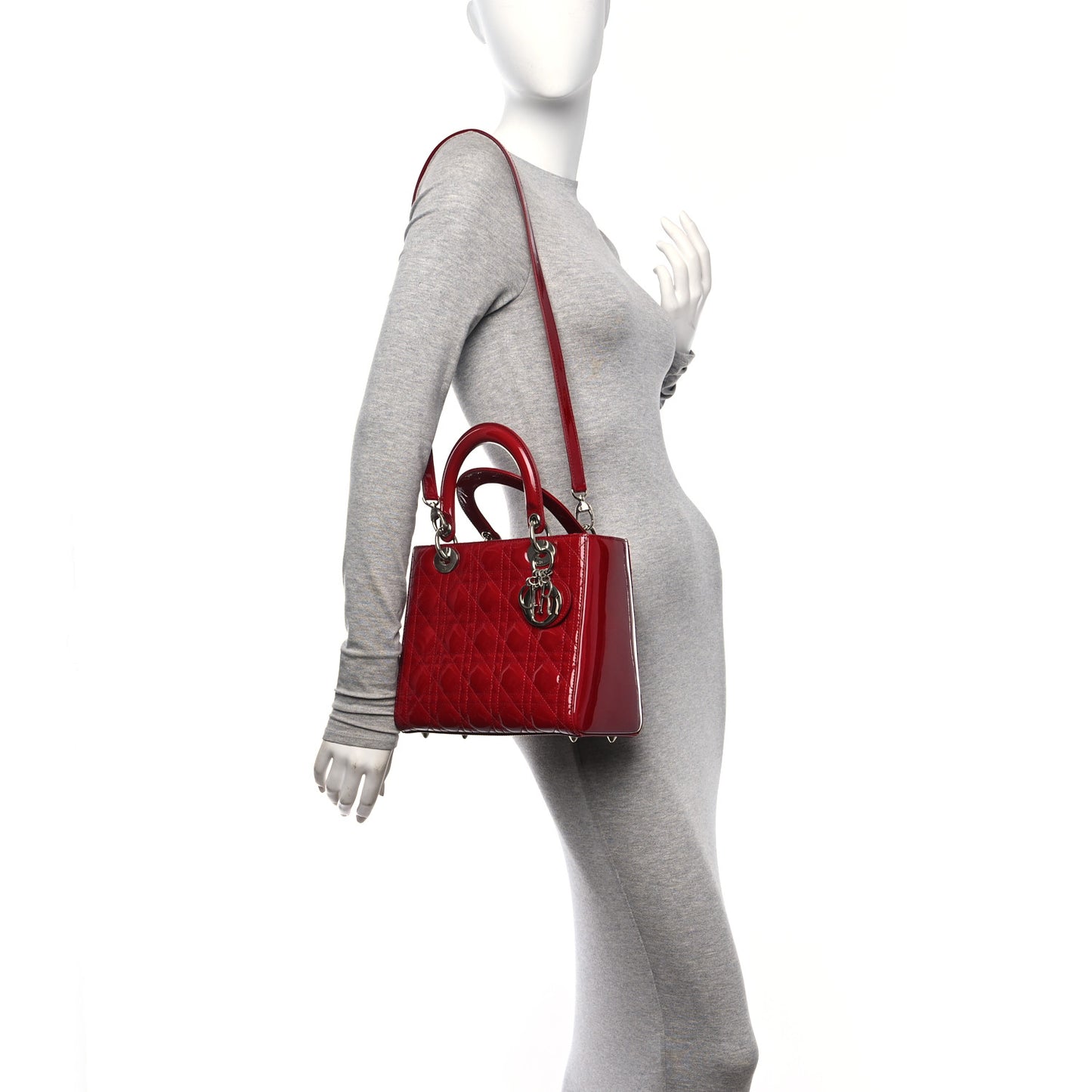 Patent Cannage Medium Lady Dior Burgundy Red