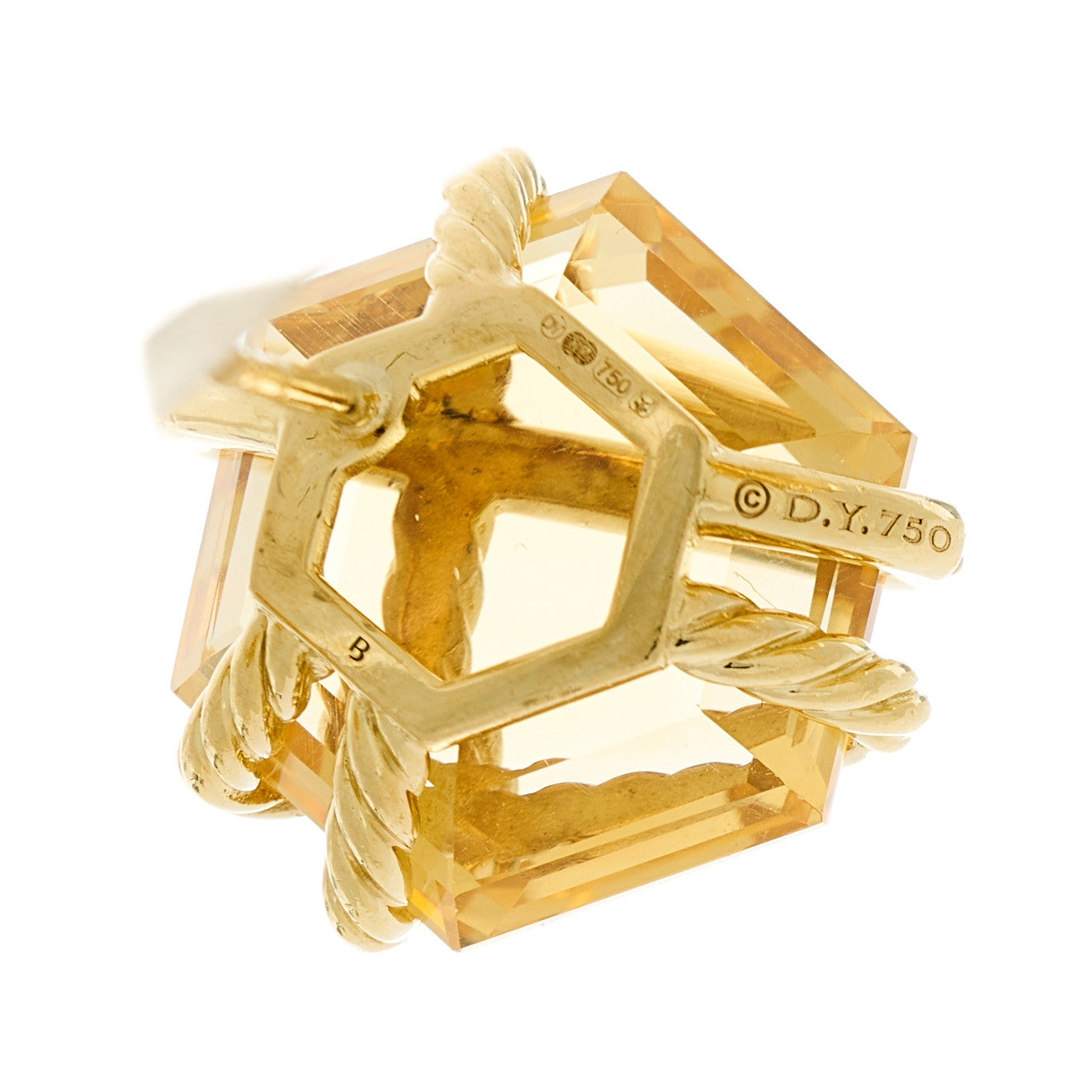 David Yurman 18K Yellow Gold Diamond Champagne Citrine 14mm Cable Wrap Earrings 4 of 4