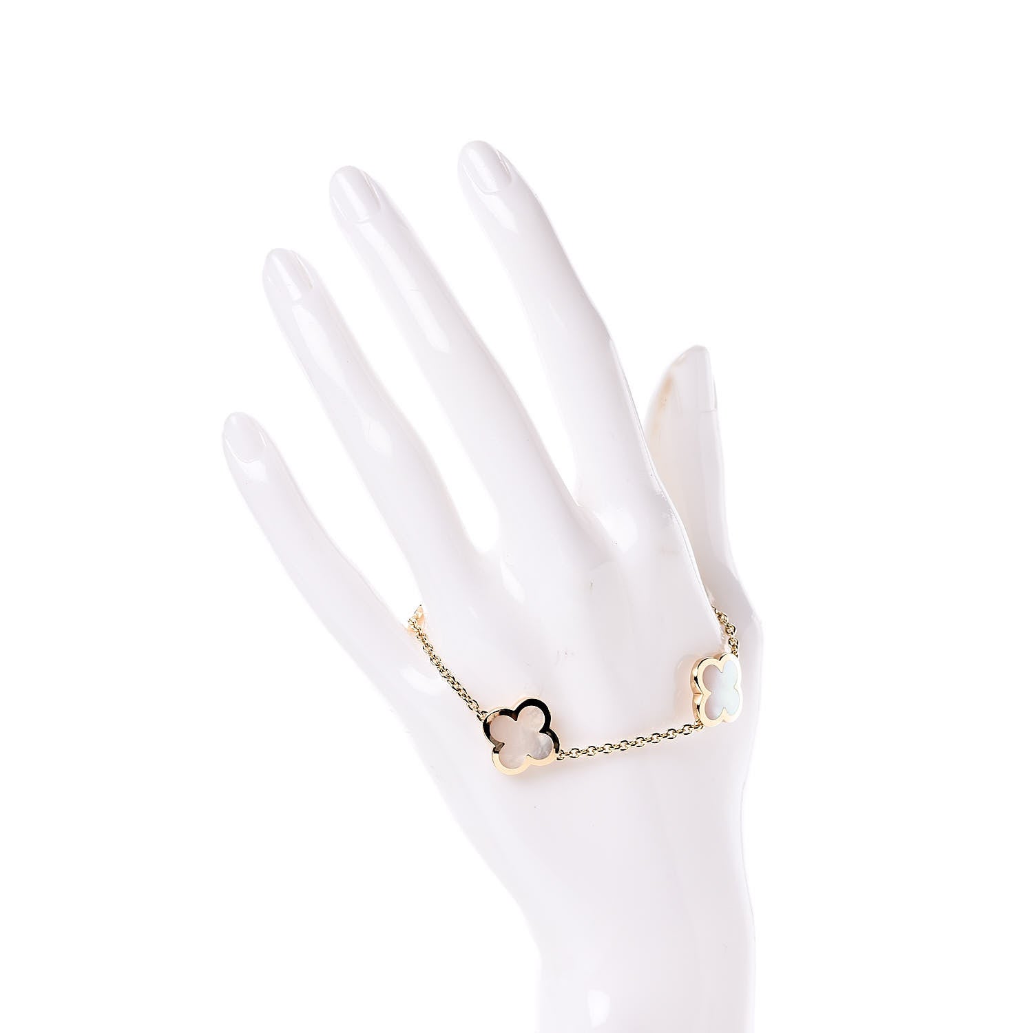 Van Cleef & Arpels 18K Yellow Gold Mother of Pearl 4 Motifs Pure Alhambra Bracelet 2 of 6