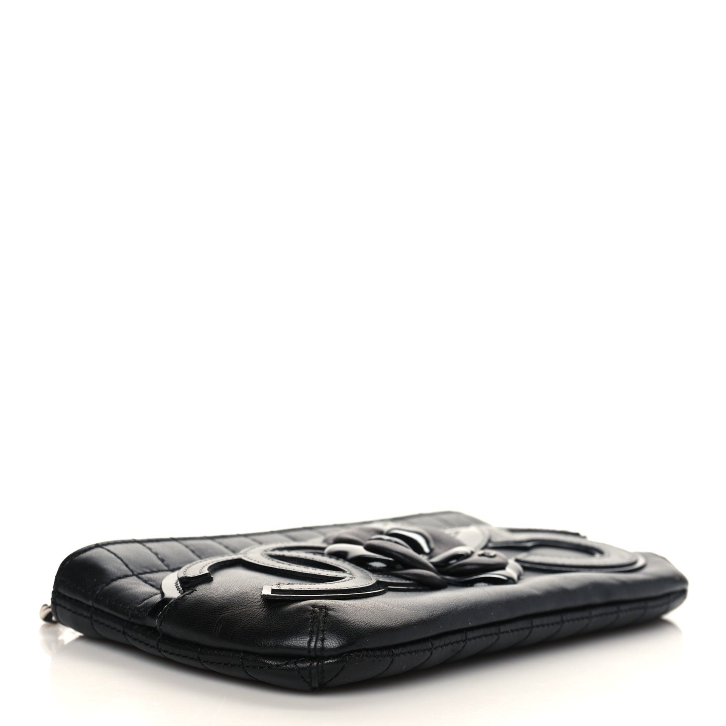 Lambskin Camellia No. 5 Chain Pouch Black