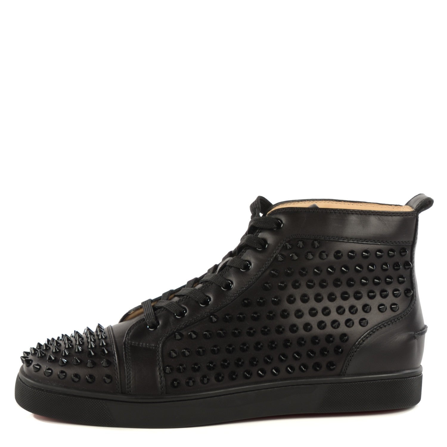 Christian Louboutin Mens Leather Louis Spikes Flat Sneakers 44 Black 1 of 9