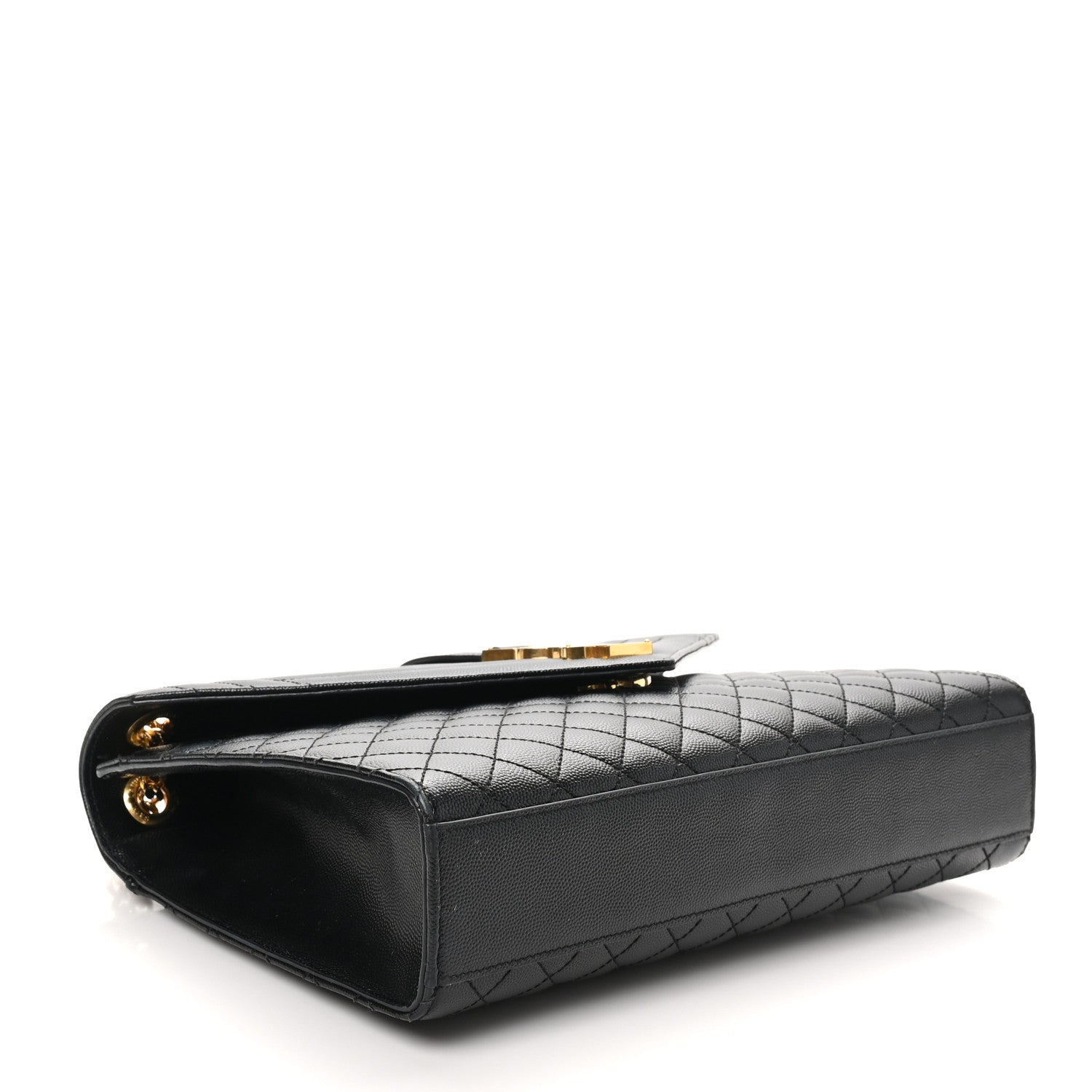 Saint Laurent Grain De Poudre Textured Mixed Matelasse Large Triquilt Monogram Satchel Black 4 of 10