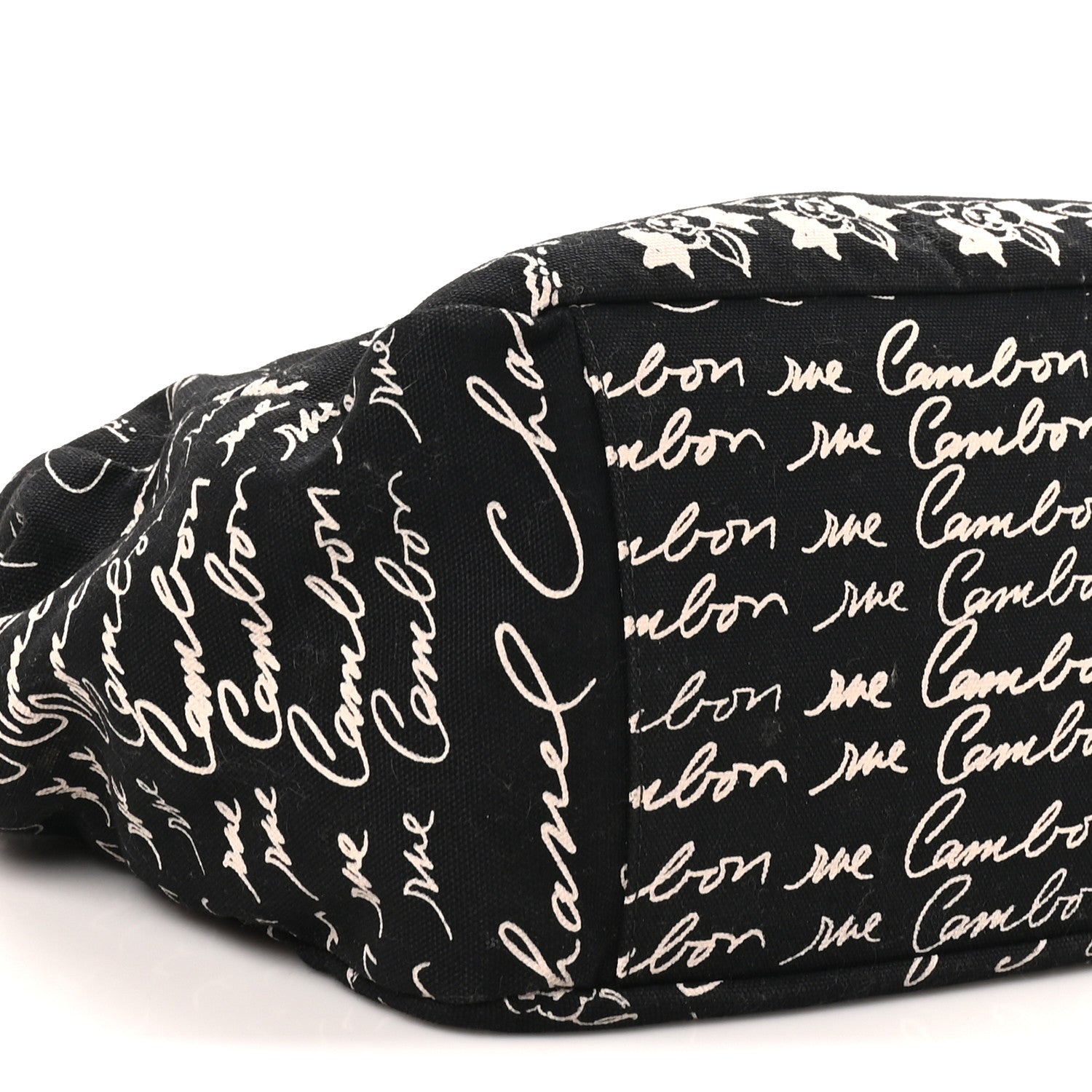Chanel Canvas Camellia Flower Tote Black Black 9 of 10