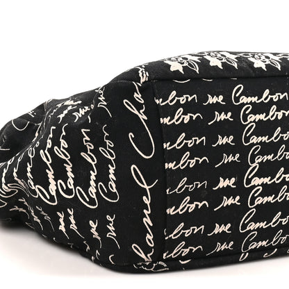 Chanel Canvas Camellia Flower Tote Black Black 9 of 10