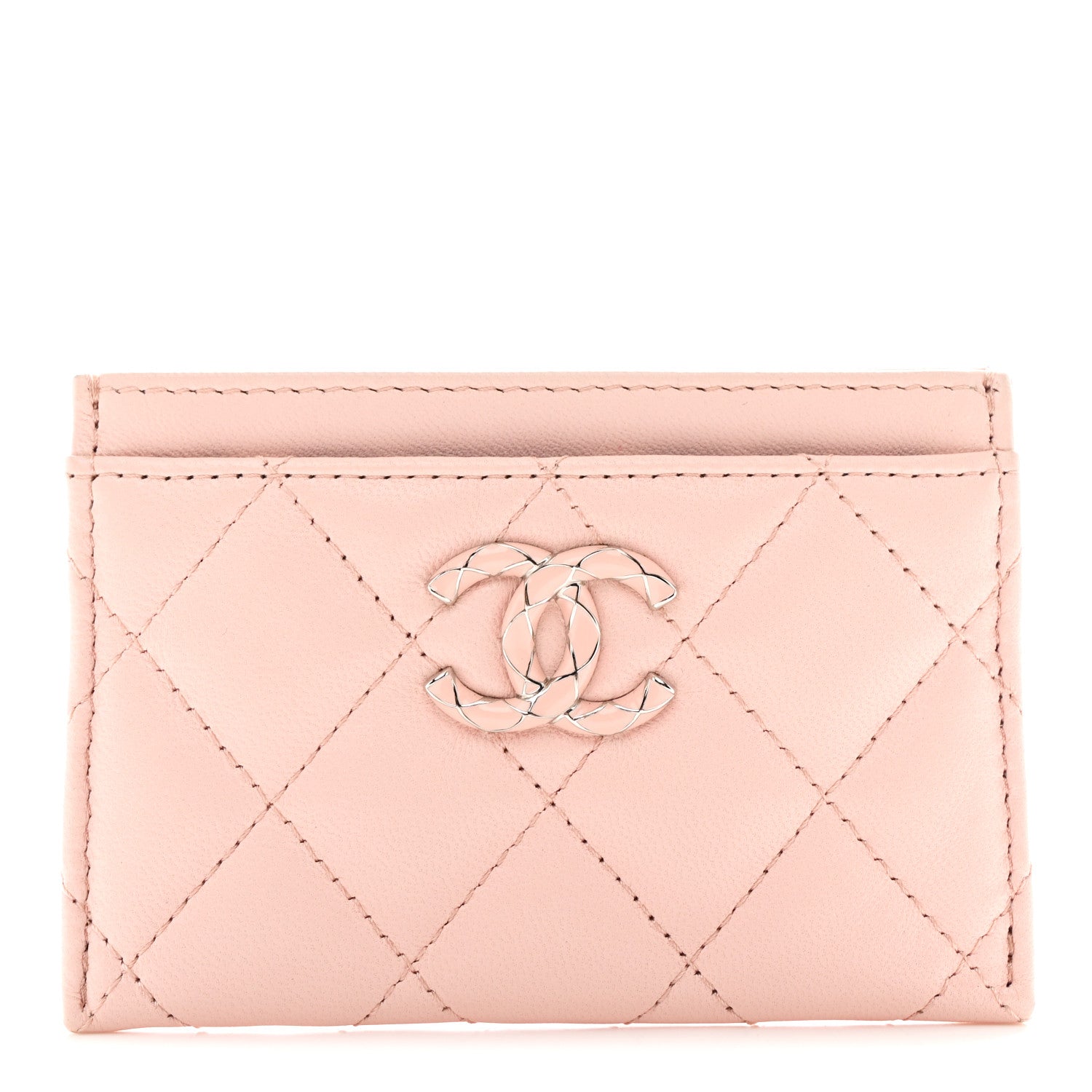 Chanel Lambskin Enamel Quilted Card Holder Pink 1 of 9