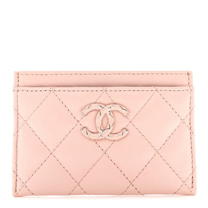 Chanel Lambskin Enamel Quilted Card Holder Pink 1 of 9