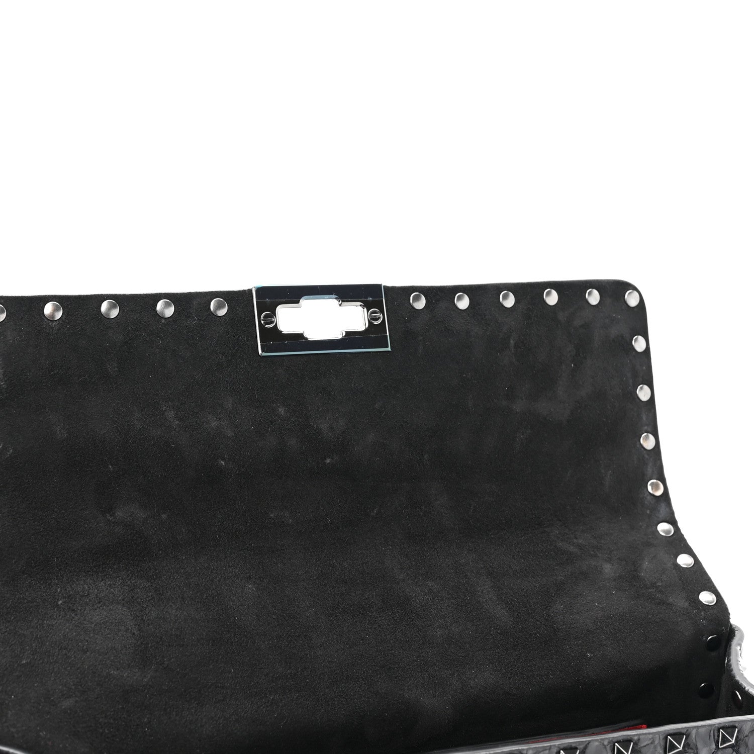 Valentino Garavani Craquele Nappa Medium Rockstud Spike Shoulder Bag Black 9 of 9