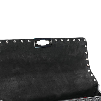 Valentino Garavani Craquele Nappa Medium Rockstud Spike Shoulder Bag Black 9 of 9