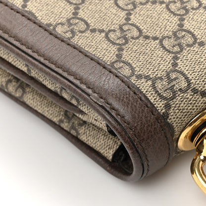Gucci GG Supreme Monogram Textured Dollar Calfskin Web Medium Blondie Top Handle Shoulder Flap Bag Beige Ebony New Acero 15 of 17