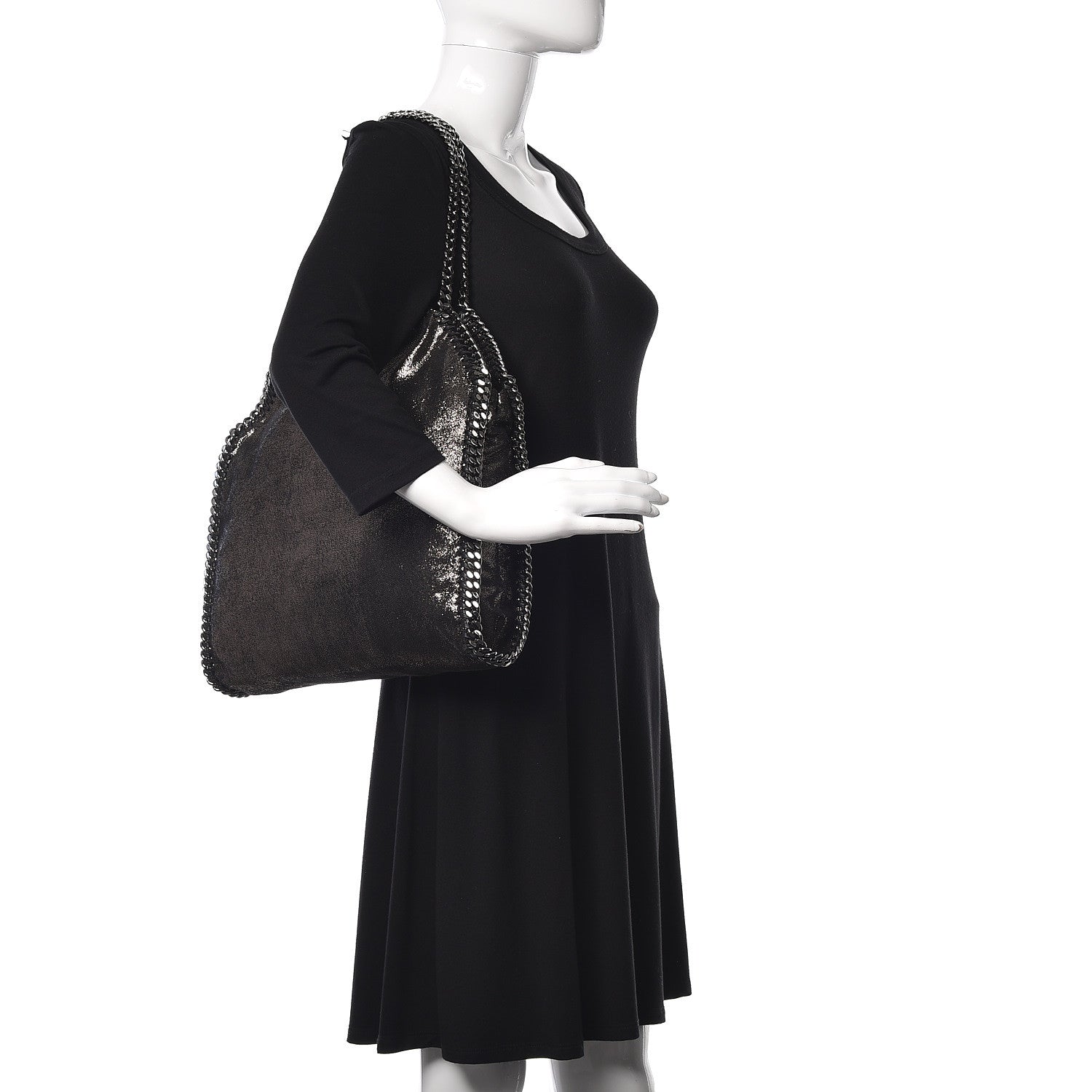 Stella McCartney Chamois Shiny Dotted Small Falabella Tote Ruthenium 2 of 10