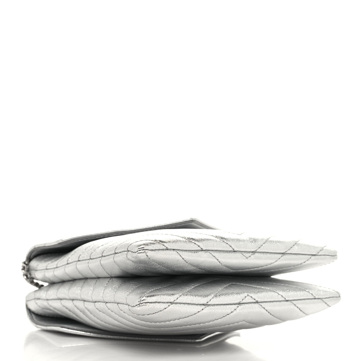 Saint Laurent Metallic Lambskin Quilted Double Flap Bag Silver 3 of 10