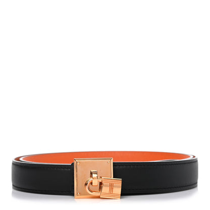 Hermes Swift Epsom 24mm Tresor Belt 95 Black Orange 1 of 4