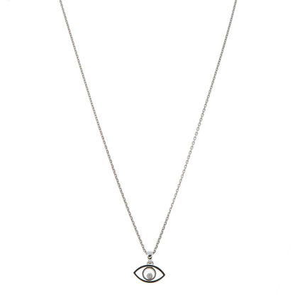 Chopard 18K White Gold Diamond Good Luck Charms Evil Eye Pendant Necklace 1 of 7